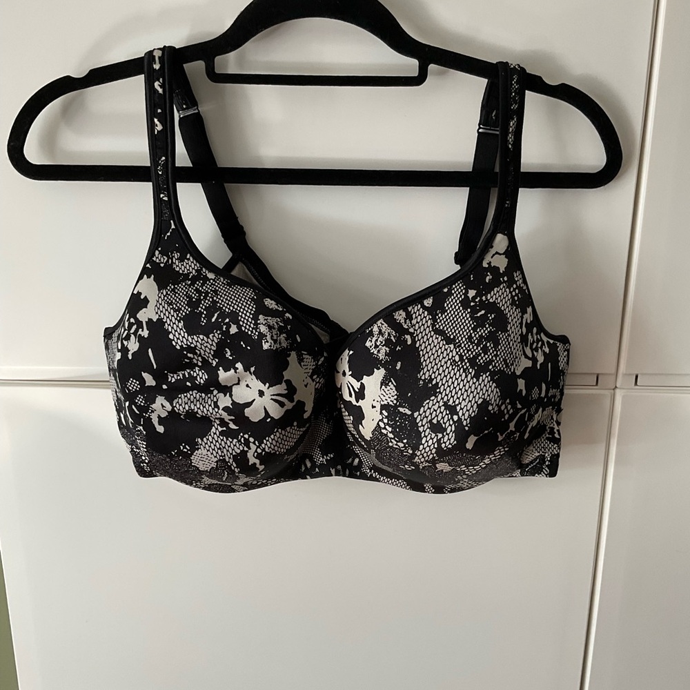 Elegant Black and White Lace Bra